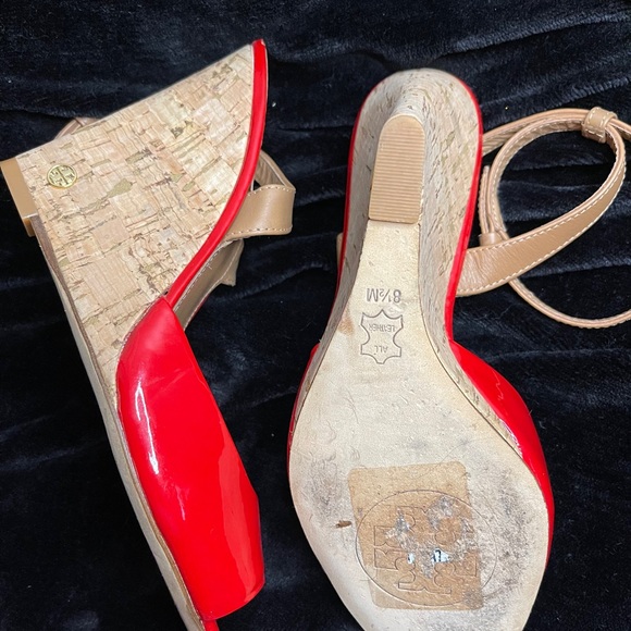 Tory Burch Ashton Patent Cork Wedge Sandals - Picture 3 of 4